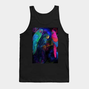 BRIGHT TROPICAL DECO POSTER ART PRINT TRIO MACAW PARROT EXOTIC DESIGN Tank Top